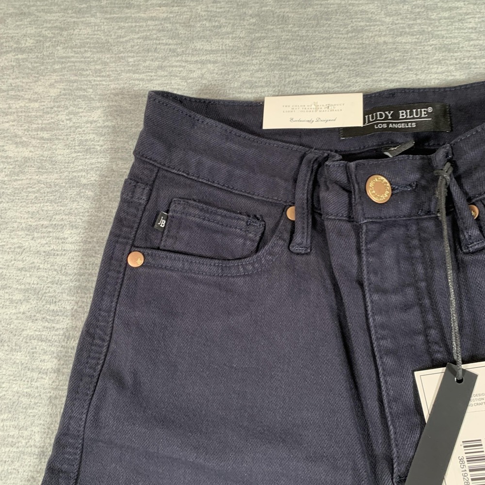 Judy Blue Vineyard Date Jeans Womens 1/25 Navy High Waist Wide Leg Crop Stretch - Picture 9 of 16